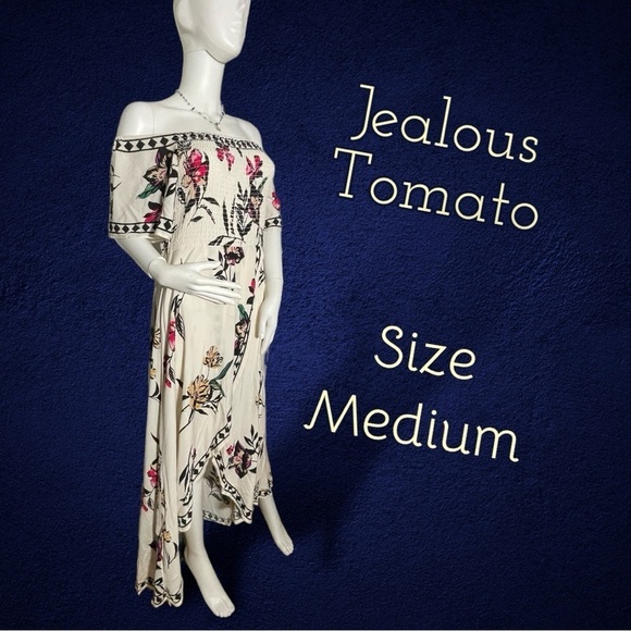 Jealous Tomato Romantic Flowing Floral Sundress With Hi Low Parted Hem Size Med - Picture 9 of 14